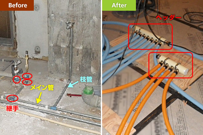 給水給湯管 BEFORE AFTER
