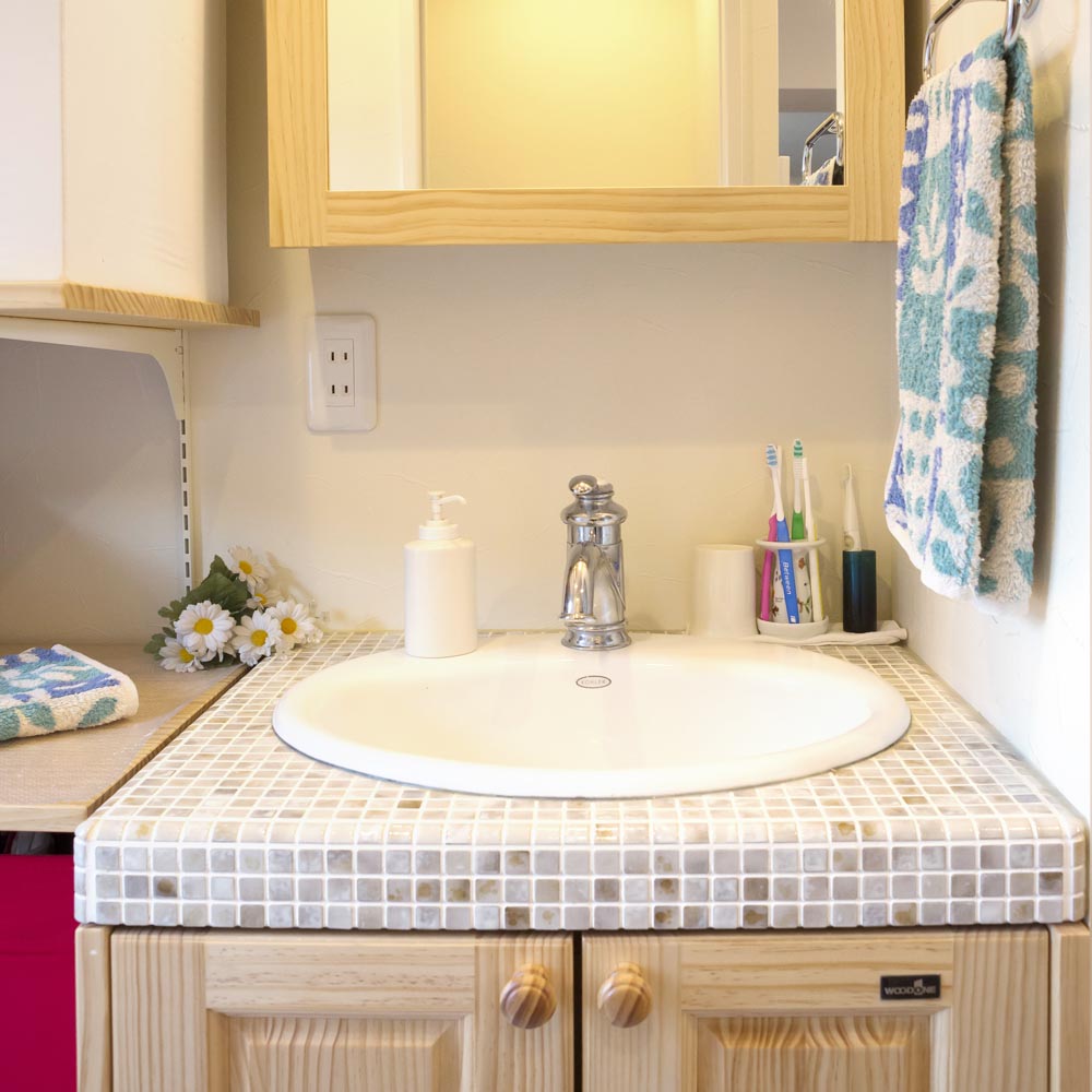 かわいらしいこだわりの洗面スペース