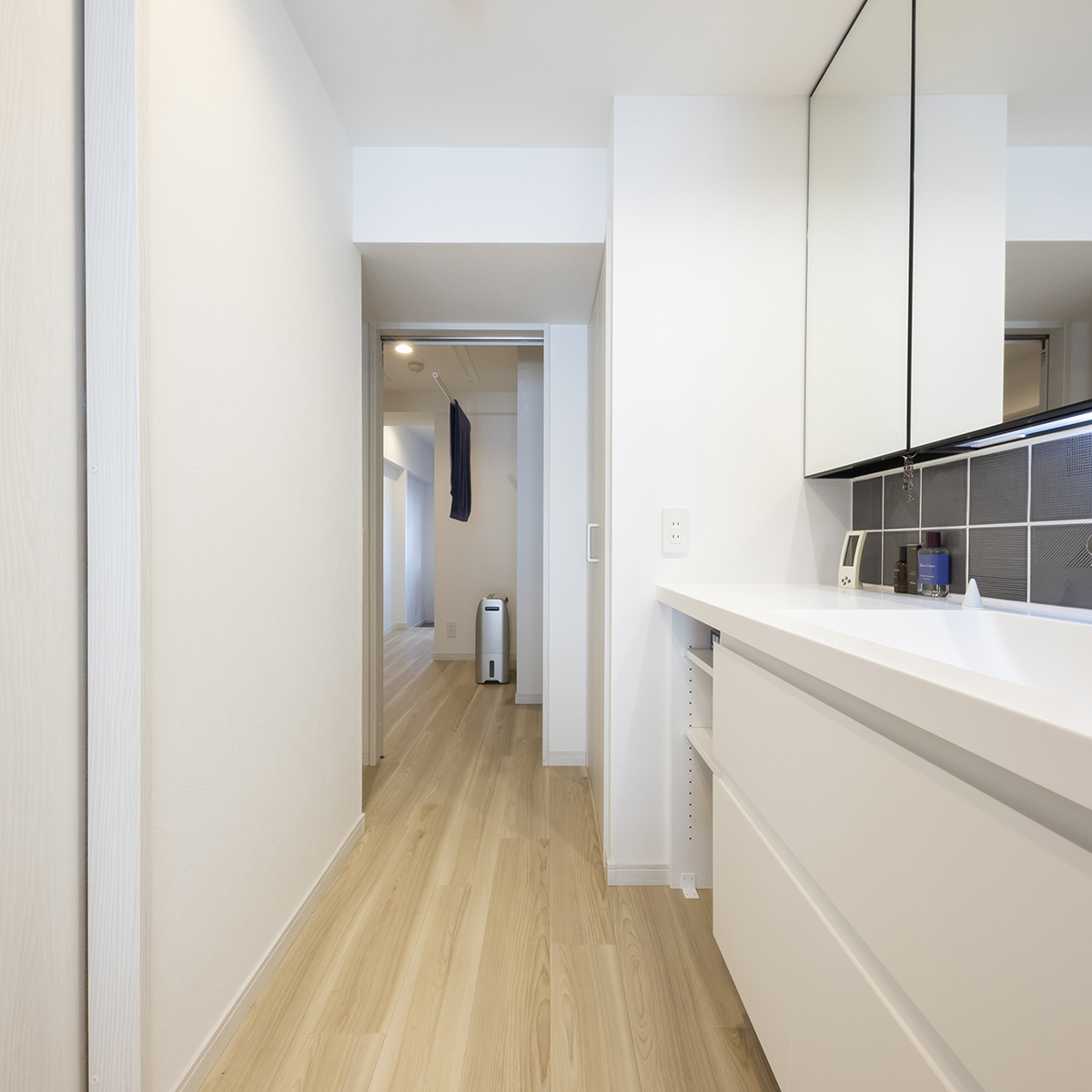 2人でも使える広さの洗面所